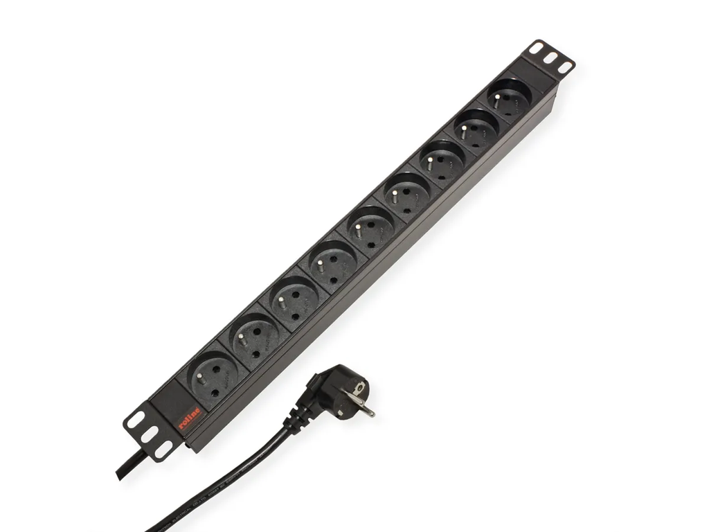 ROLINE PDU voor kast, 9 prijzen, 45°, 16A, FR/BE, zwart, 2,0 m