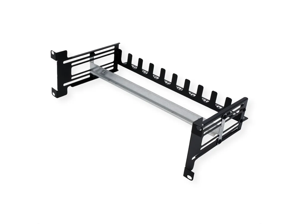 [26.99.0340] Roline 19" Ondersteuning voor montage op rail DIN, 3U, met kabelbeheer, zwart