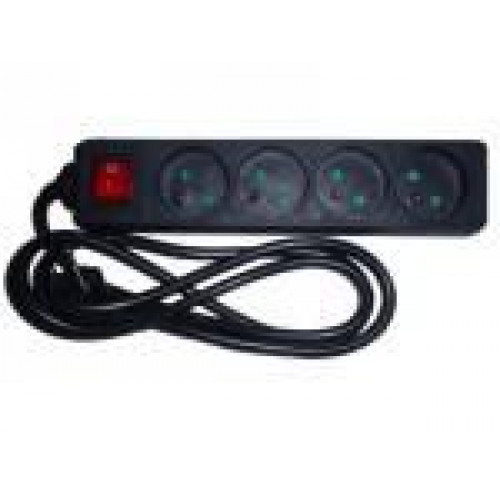 [38311] Elimex Bloc multiprises + Interrupteur - 4x Prijs 2P+T 16A - 3G1.5 - Zwart - 3m