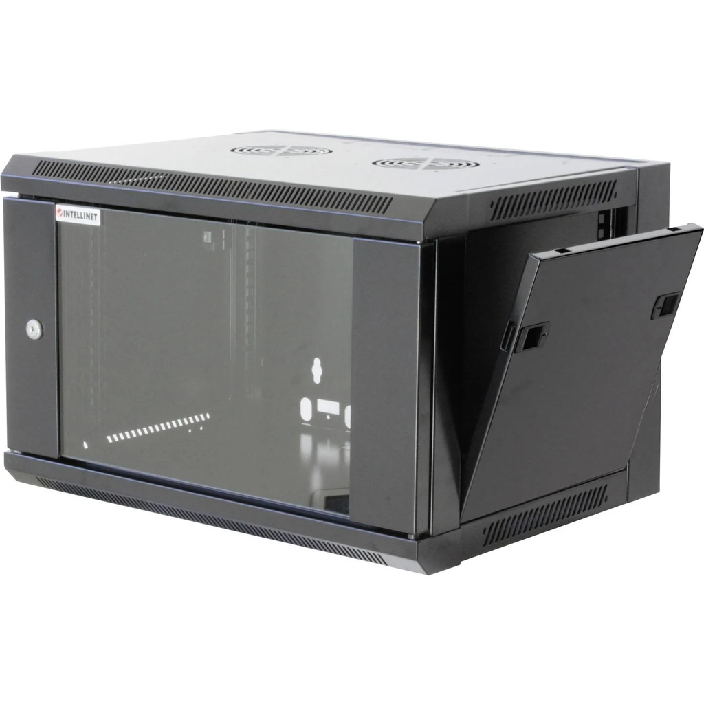 Kastmuur Intellinet 711715 19", 6U, profondeur 450 mm, laadstatique maximaal 60 kg, avant porte omkeerbaar