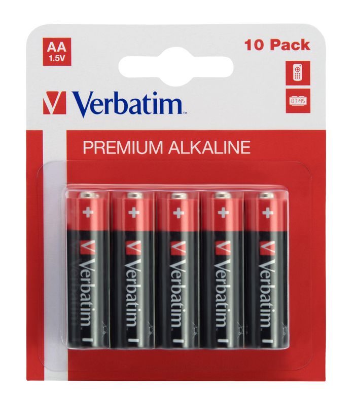 [AA-10] Verbatim Piles alcalines AA, 1.5V, (10 pack)