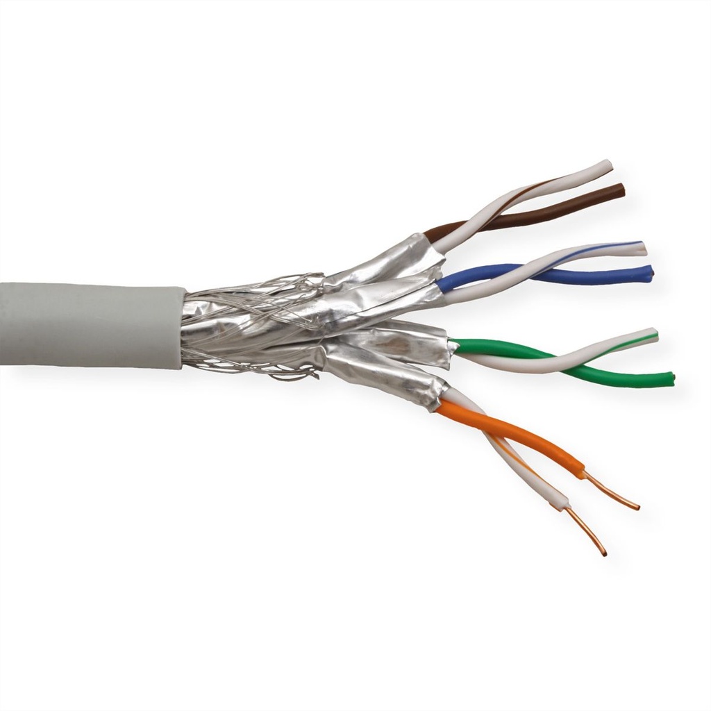 Kabel S/FTP Cat.8 (Klasse I), fil plein, LSOH, grijs, 100 m