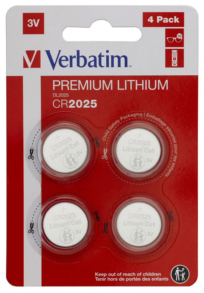 Verbatim CR2025 3V Lithiumbatterijen (set van 4)
