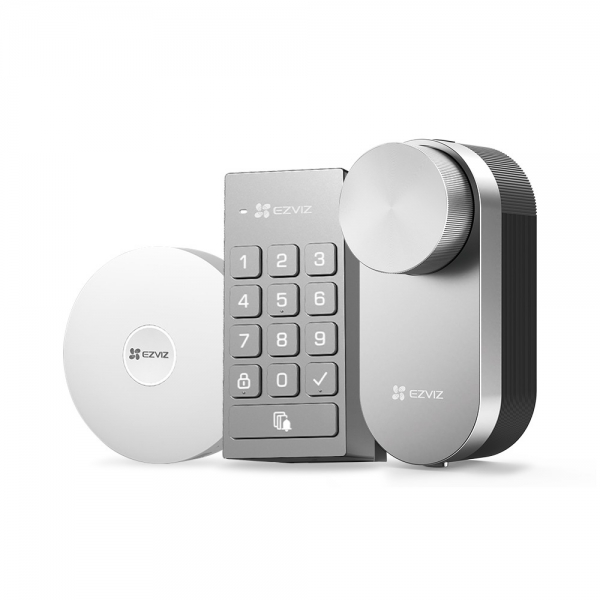 [CS-DL01PRO] EZVIZ CS-DL01 Pro + DL01CP +  A3 Passerelle Smart Lock avec Clavier Multifonctionnel et A3 Passerelle Domotique, Serrure Connectée fonction Bluetooth accès à distance, Serrure Smart Lock accès sans Clé pour Maison Connectée