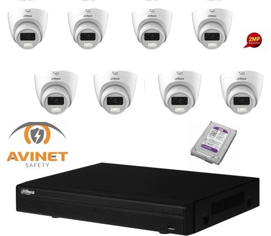 Kit DAHUA 8 kanalen CCTV HDCVI 2MP DVR 8 kanalen en 8X camera's binnen/buiten 2MP - HD 2 To