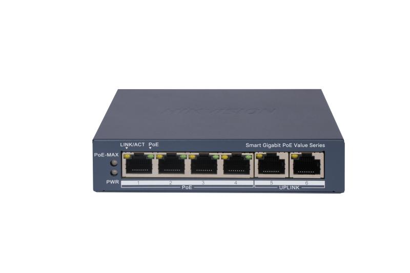 Commutateur PoE intelligent Gigabit 4 poorten HIKVISION DS-3E1506P-EI/M - Budget PoE totaal 45 W