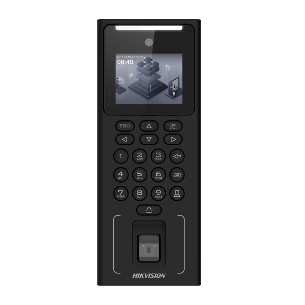[DS-K1T321MFWX] Hikvision DS-K1T321MFWX Terminal voor toegangscontrole en aanwezigheidsregistratie Facial, digitale kaart, MF kaart en PIN - TCP/IP, USB en RS485 2.4" TFT | Geïntegreerde bediening iVMS-4200 | Hik-Connect