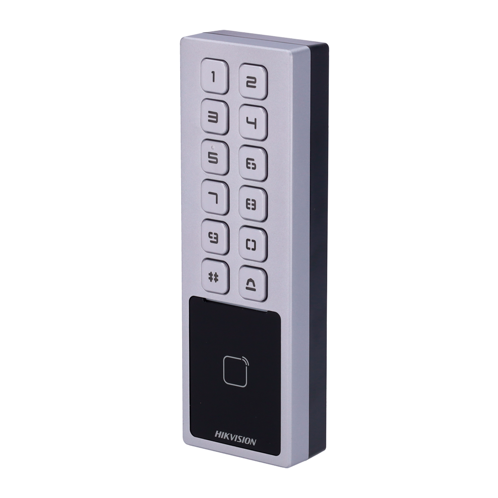 [DS-K1T805MBWX] DS-K1T805MBWX Contrôle d'accès autonome par carte MF et code PIN | IP65 et IK08 iVMS-4200 | Hik-Connect