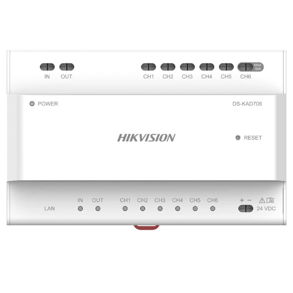 [DS-KAD706] Verdeler Hikvision DS-KAD706 6x interface 2 fils 24 V CC
