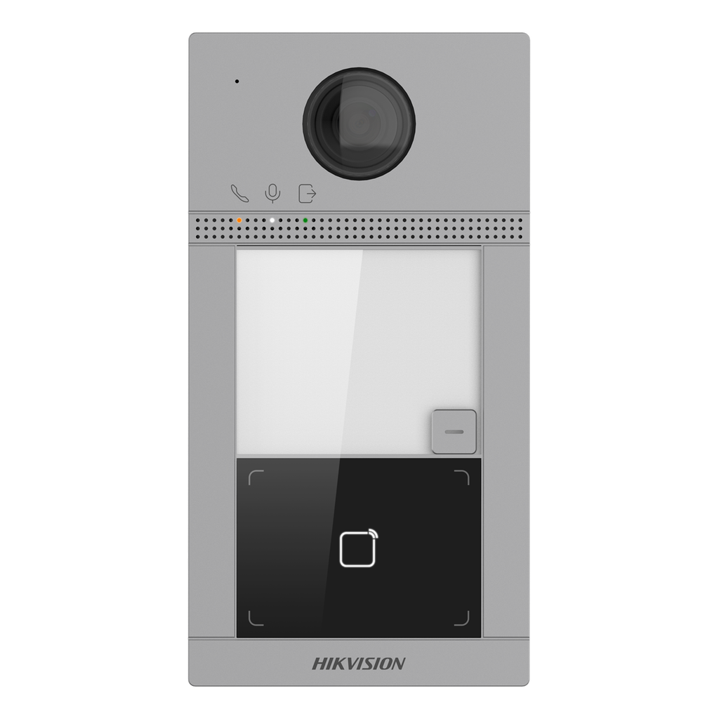 Hikvision DS-KV8113-WME1/S Deurtelefoon Oppervlak Aluminium 1 x Bouton, PoE/ 12 VDC, Kaart Mifare WIFI - 2 relais