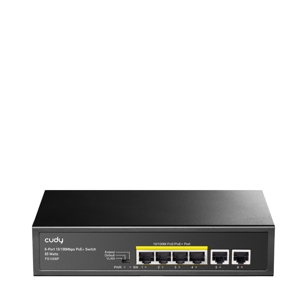 [FS1006P] Cudy FS1006P Switch PoE+  Fast Ethernet 10/100 4 ports avec 2 ports Uplink 60 W