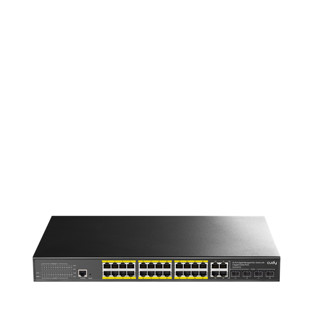 [GS2028PS4-300W] Commutateur PoE+ Gigabit met Cudy GS2028PS4-300W 24 poorten met 4 gecombineerde poorten Gigabit 300 W