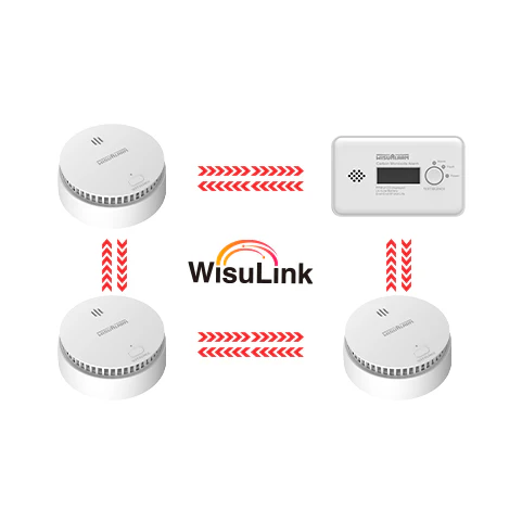 Kit van 4 rookdetecteurs en CO-verbindingen zonder Wisualarm