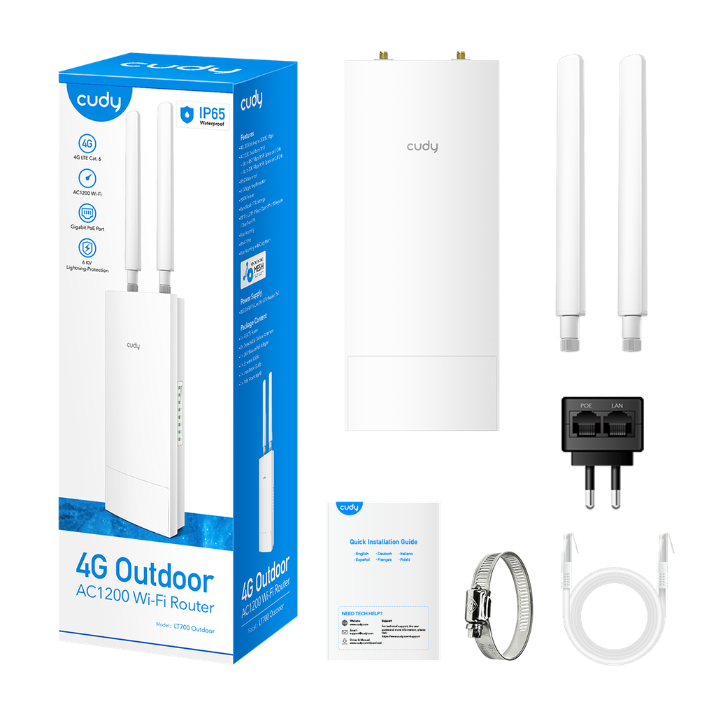 [LT500-Outdoor] CUDY LT500-Outdoor Routeur Wi-Fi extérieur 4G LTE AC1200