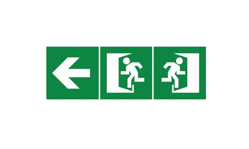 PICTOGRAM LIJM P1 300X100MM (FLÈCHE+2 PORTES)